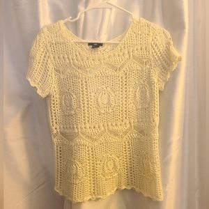 crocheted top short sleeve ivory
